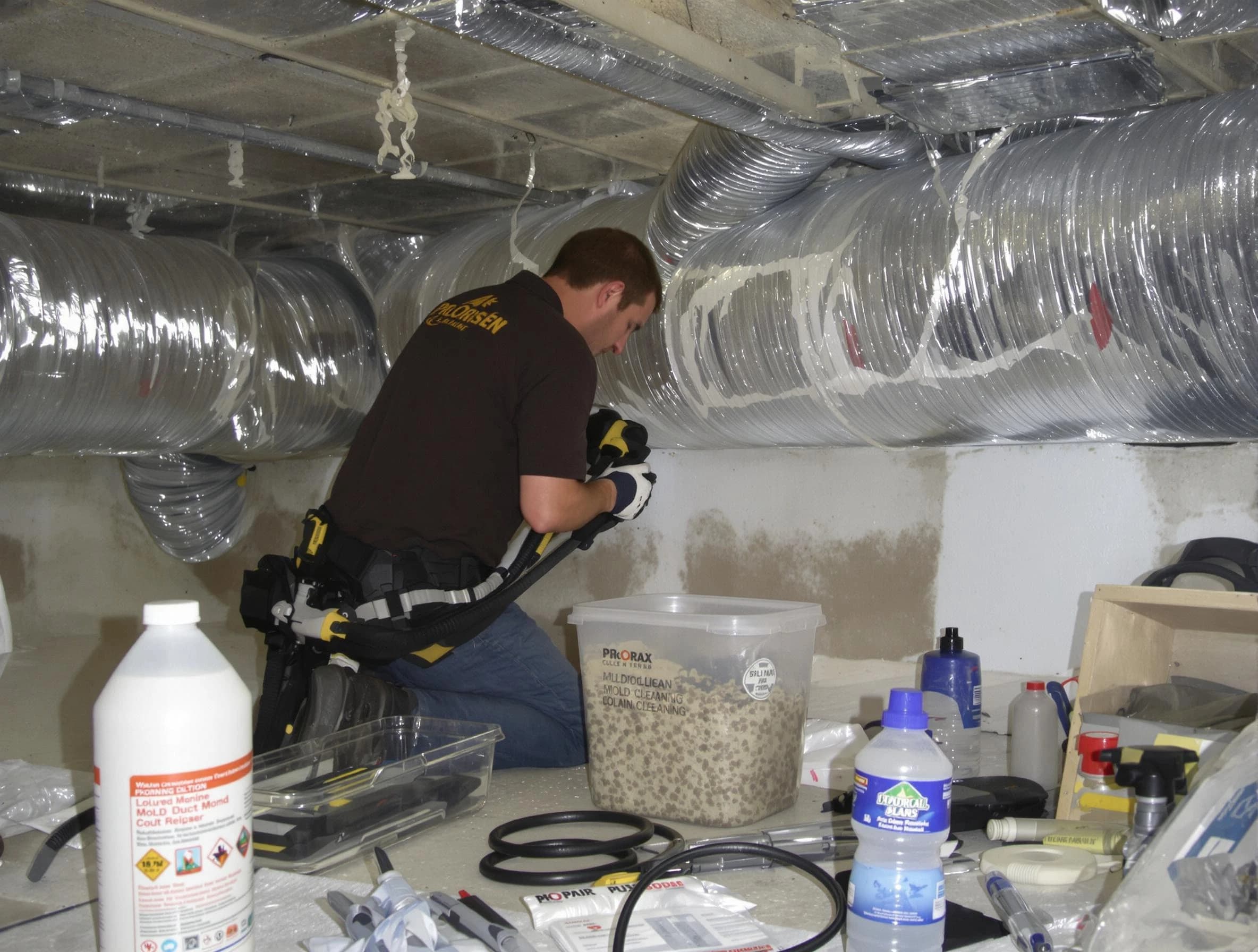 Homeacre-Lyndora Air Duct Cleaning specialist performing professional mold removal from air ducts in Homeacre-Lyndora