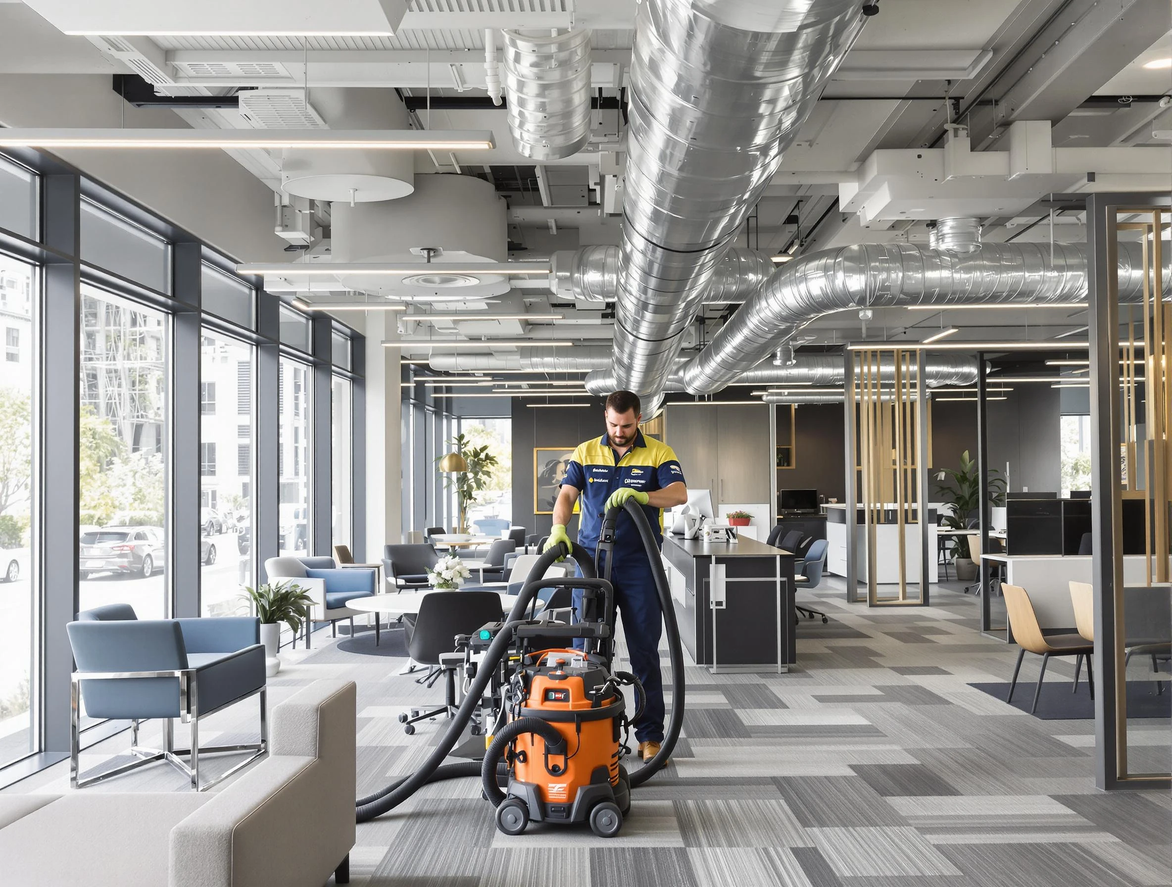 Homeacre-Lyndora Air Duct Cleaning team performing thorough commercial duct cleaning at a Homeacre-Lyndora business center